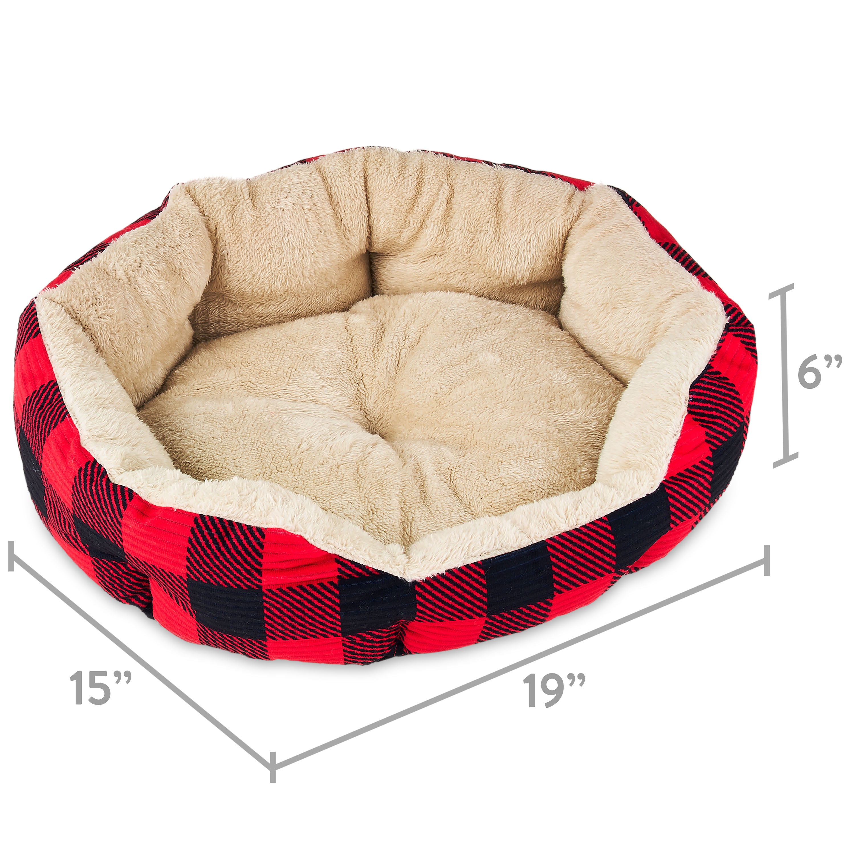 Vibrant Life Cuddler Small Cat / Dog Bed, Red Buffalo Plaid