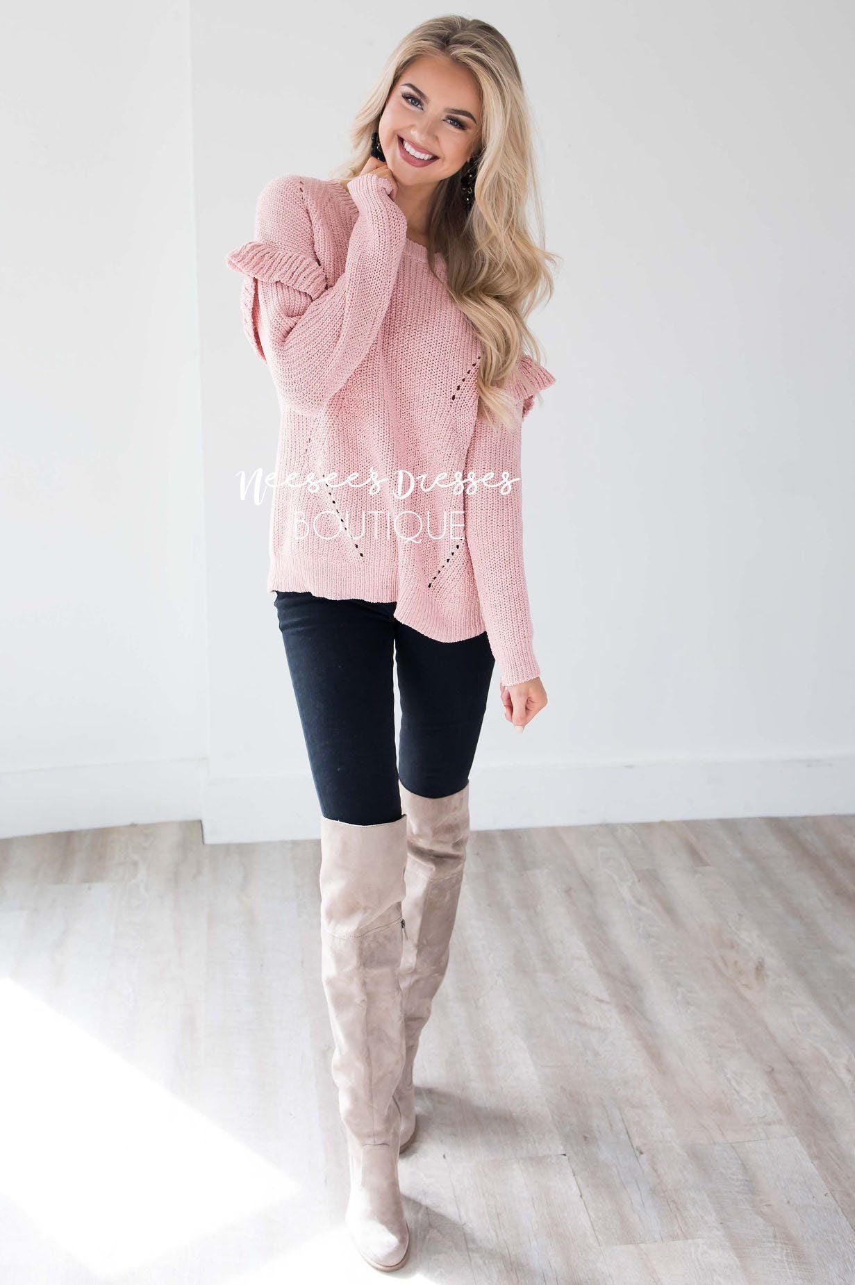 Chic Beginnings Ruffle Sleeve Sweater