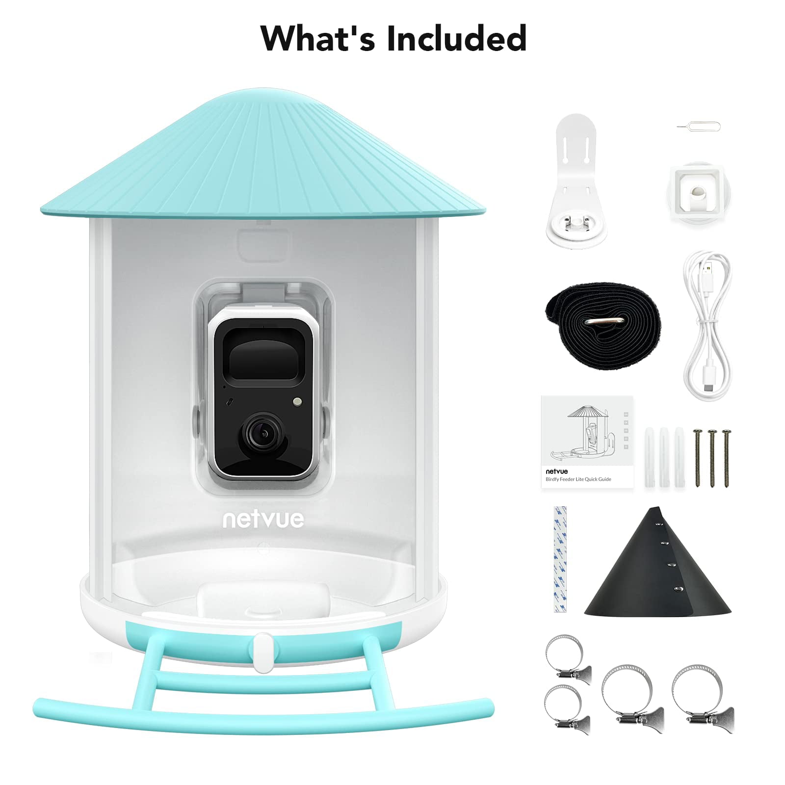 Bird Feeder Camera Outdoor Netvue Birdfy Smart Bird Feeder for Bird Watching， Capture Images/videos with APP Notification AI Recognition， Bird Gift for Mother's Day (Birdfy AI)