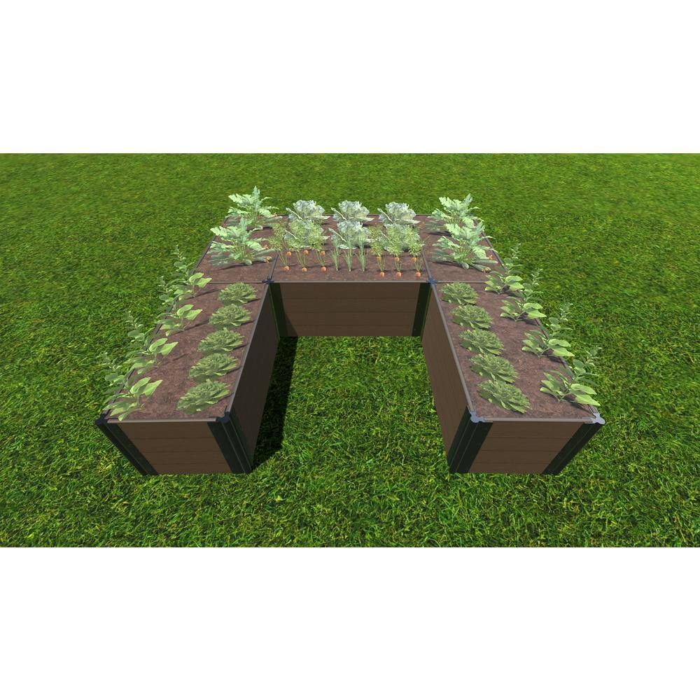 Frame It All Uptown Brown Composite  ft.Walk-In U-Shape Ft. Bragg ft. - 8 ft. x 8 ft. x 22 in. Raised Garden Bed - 1 in. Profile 800004123