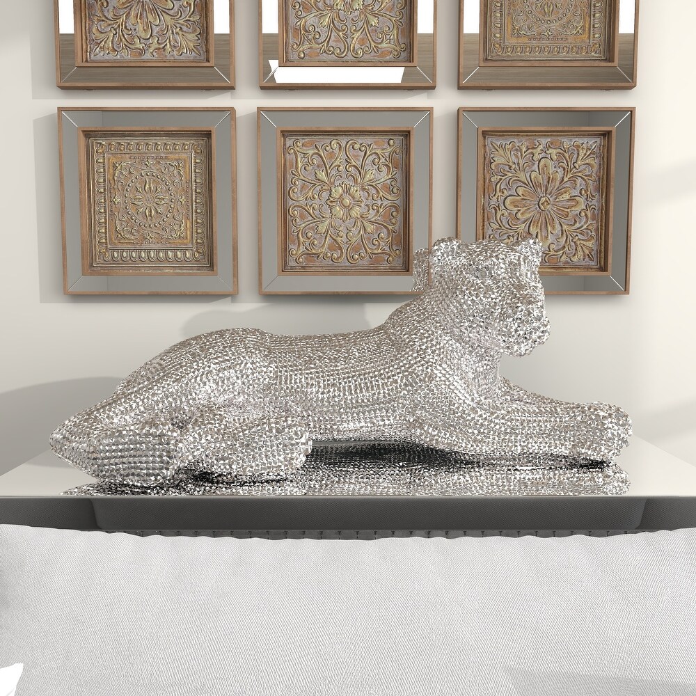 Polystone Glam Sculpture Leopard 14 x 39 x 19   39 x 19 x 14