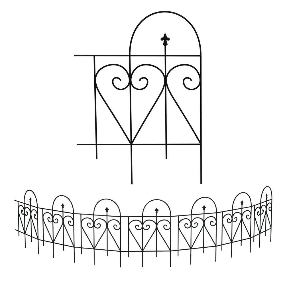 FENCY 24 in. Black Metal Decorative Outdoor Garden Border Fence HD-A-HW89008