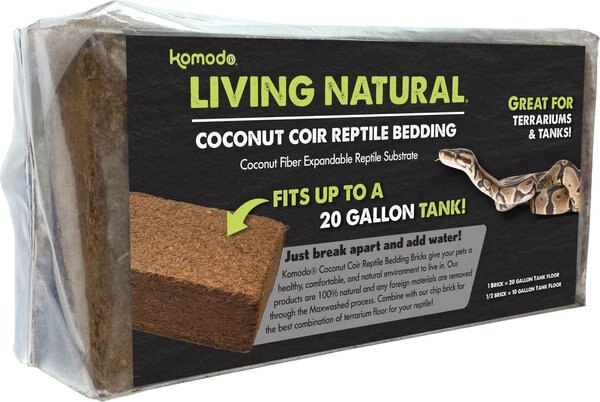 Komodo Coir Peat Brick Single Reptile Bedding， Brown， 20-gal