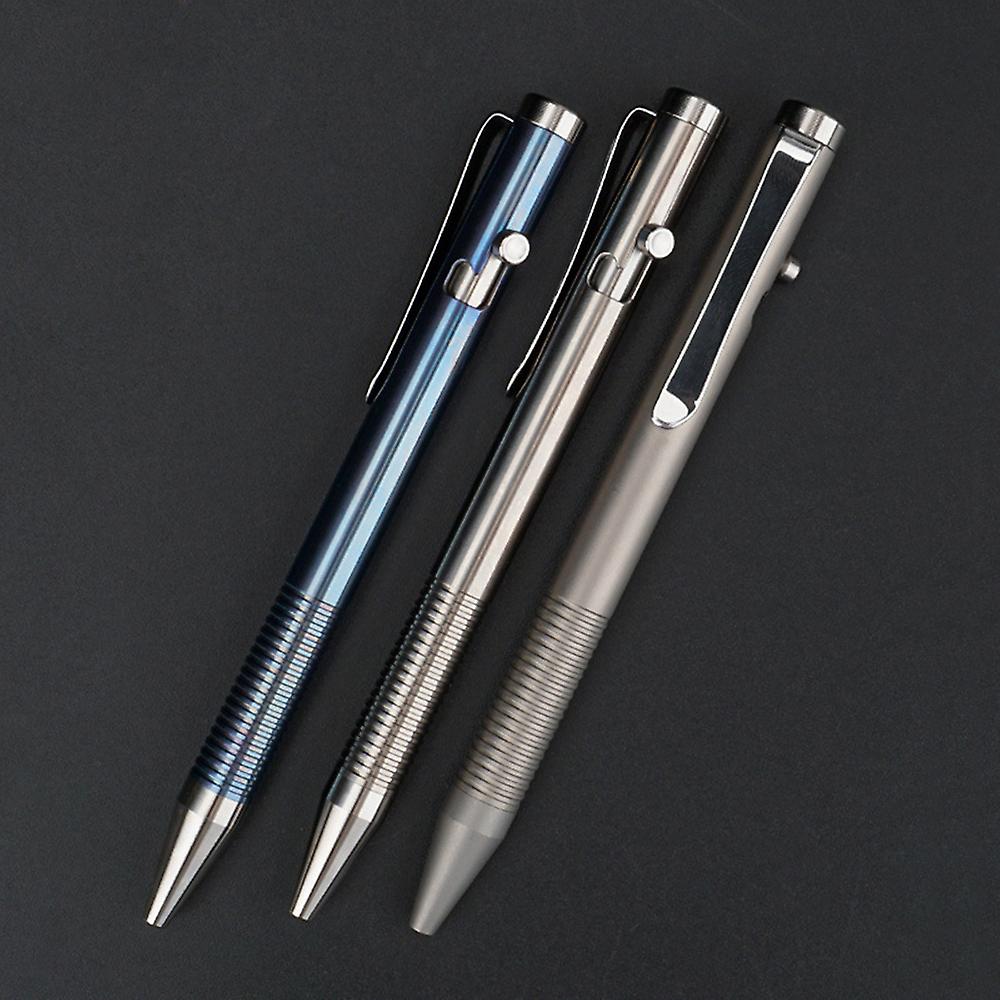 Portable Titanium Alloy Ballpoint Pen Writing Pen Equipment Tool For Outdoor Traveling Office Gift Blue