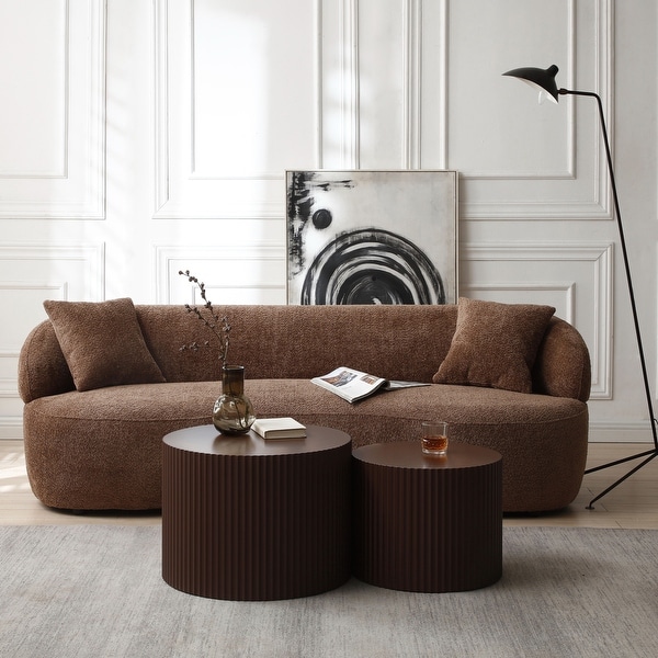 Modern Round Accent Nesting Side Coffee Table Set (Set of 2)