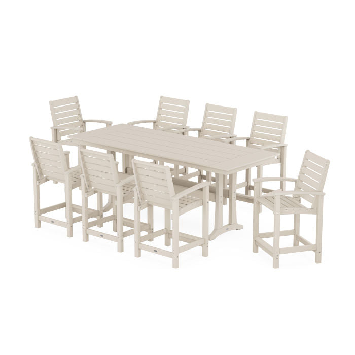 Polywood Signature 9-Piece Farmhouse Counter Set with Trestle Legs PWS1897-1