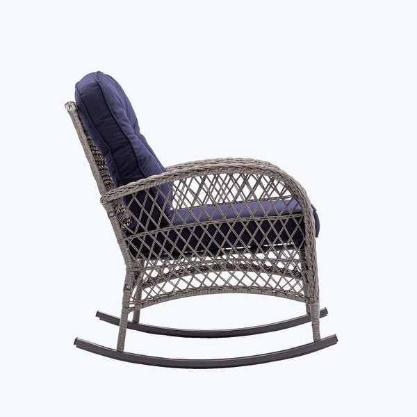 3pcs Outdoor Furniture Modern Wicker rocking chair set - Overstock - 37582713