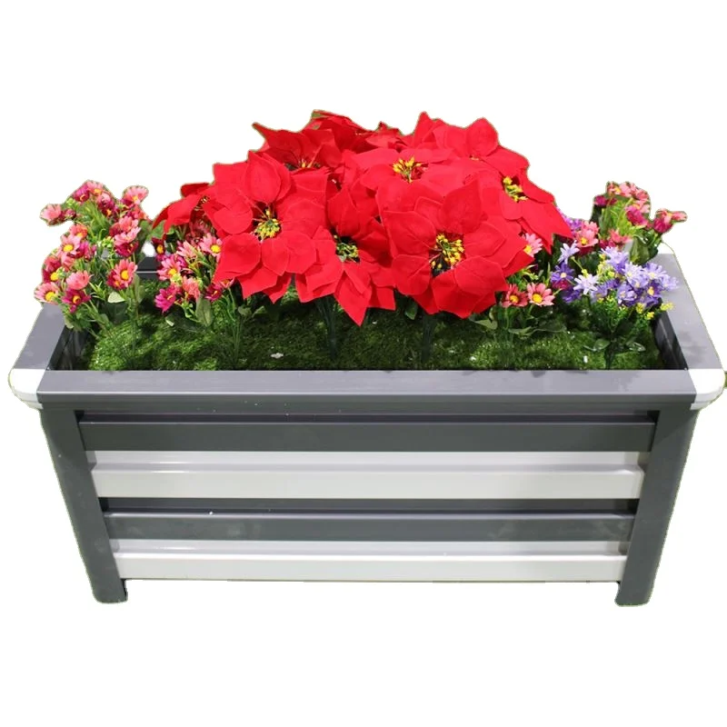 Outdoor White Light Weight Planter Box Large Aluminum Planter Pots Modern Style Planting Trees and Flowers