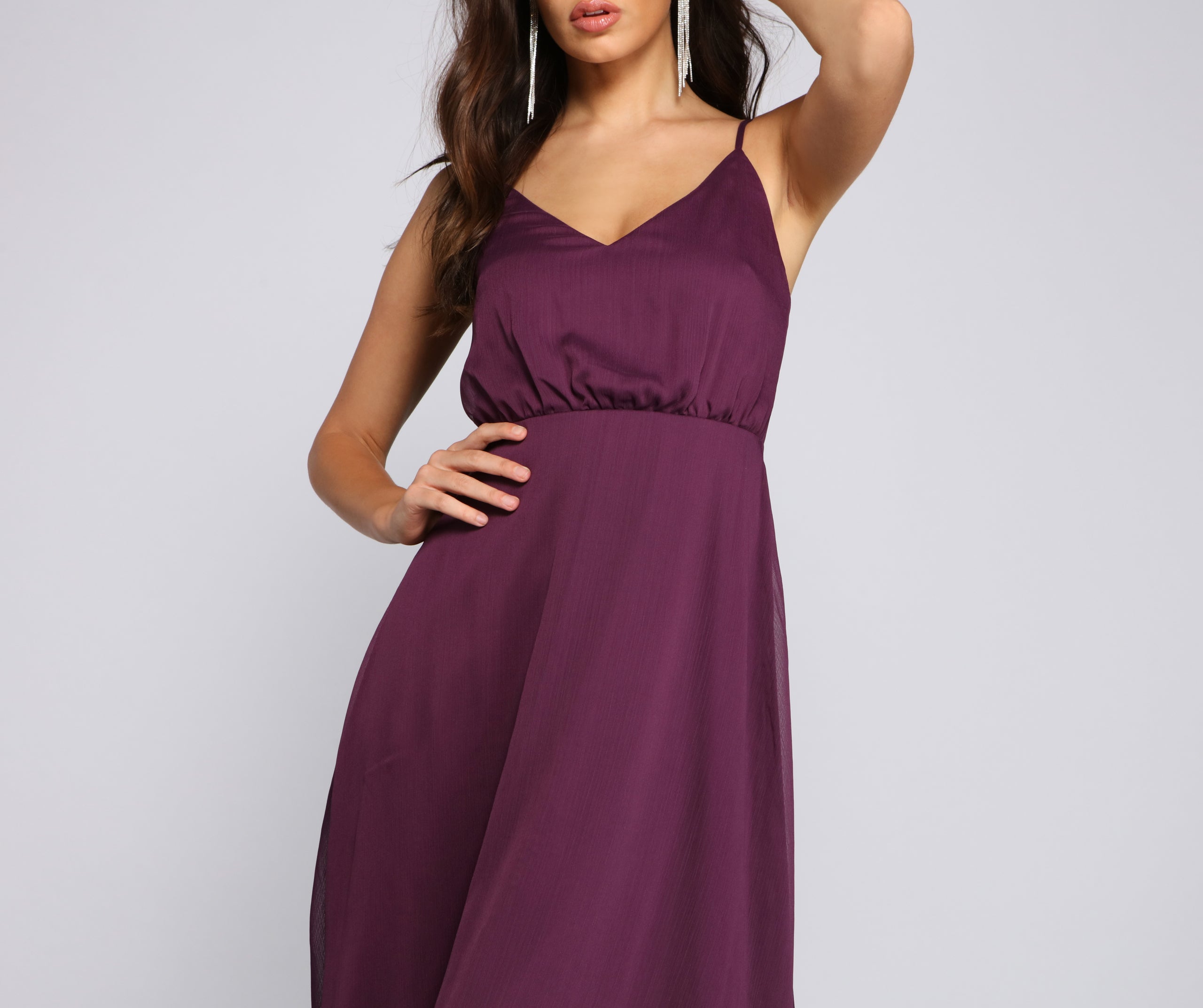 Maggie Formal Chiffon A-Line Midi Dress