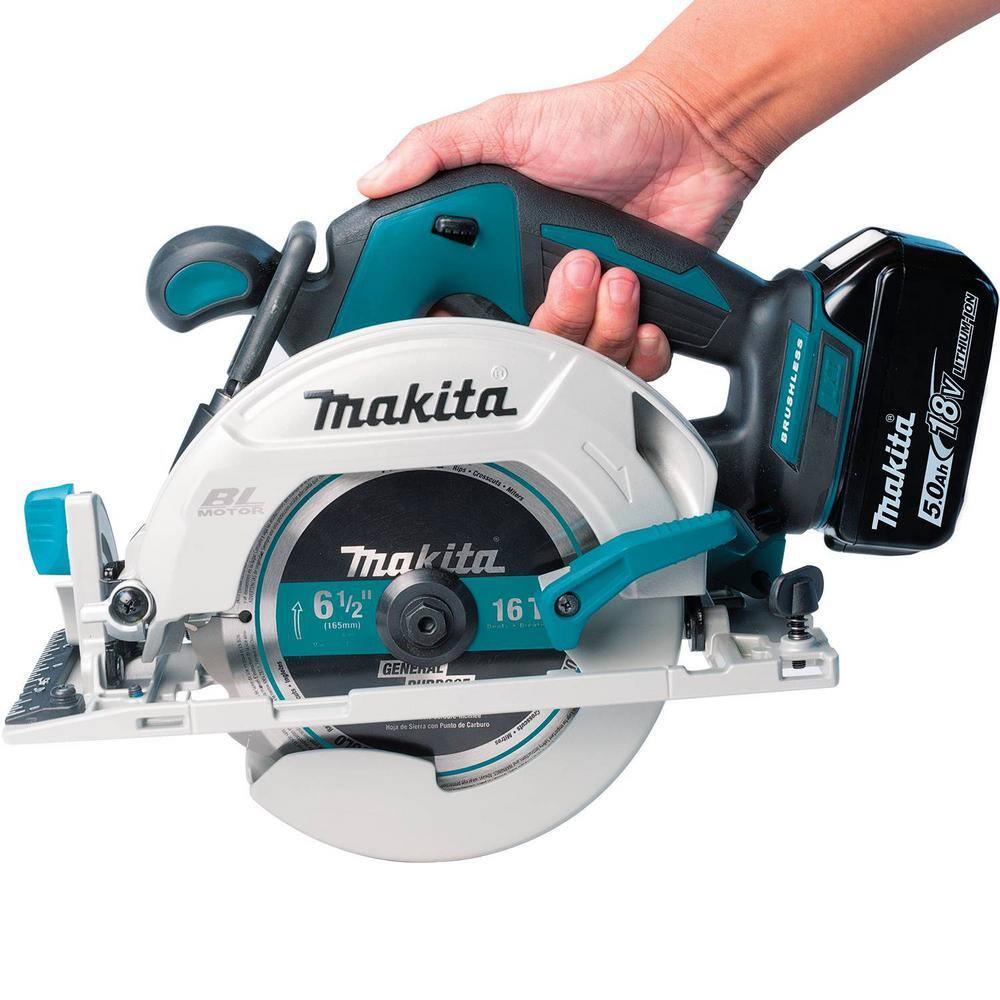 Makita 18V 5.0Ah LXT Lithium-Ion Brushless Cordless 6-12 in. Circular Saw Kit XSH03T