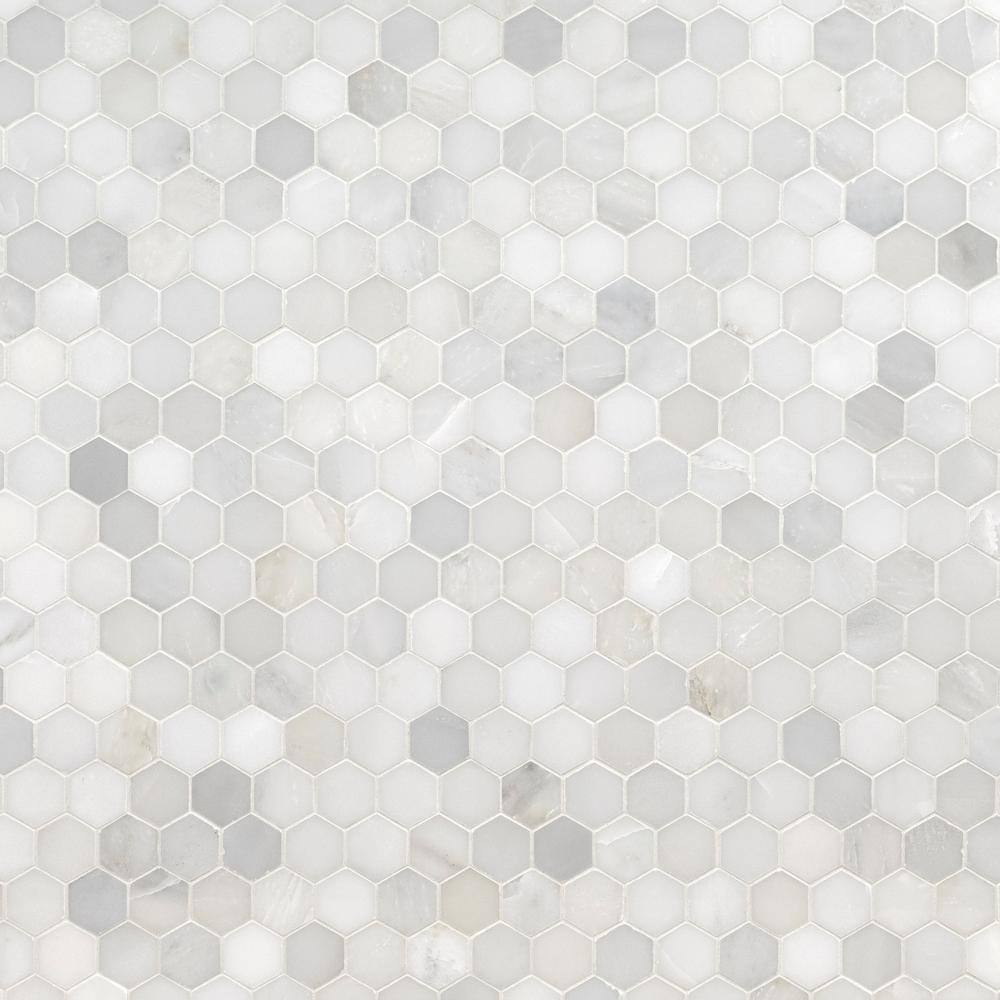 MSI Greecian White 2 in. Hexagon 12 in. x 12 in. Polished Marble Floor and Wall Mosaic Tile (0.98 sq. ft.Each) SMOT-GRE-2HEXP