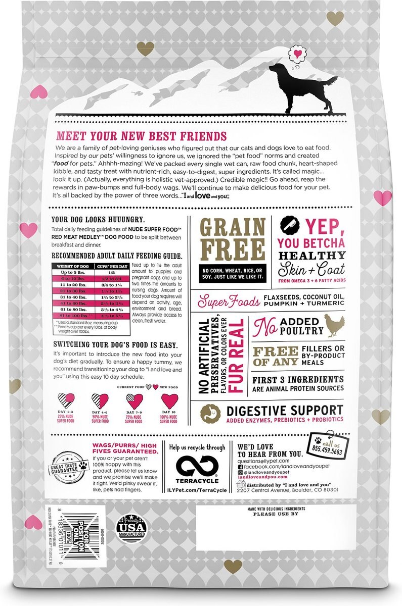 I and Love and You Nude Super Food Grain-Free Red Meat Medley Dry Dog Food