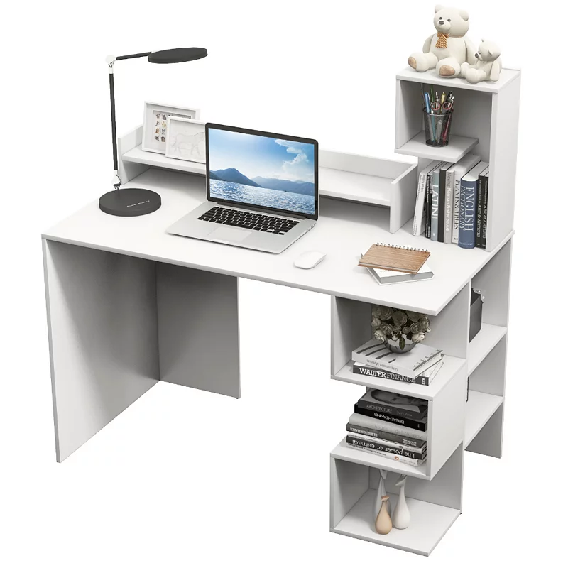 Modern Computer Desk with Storage Bookshelf and Hutch for Home Office