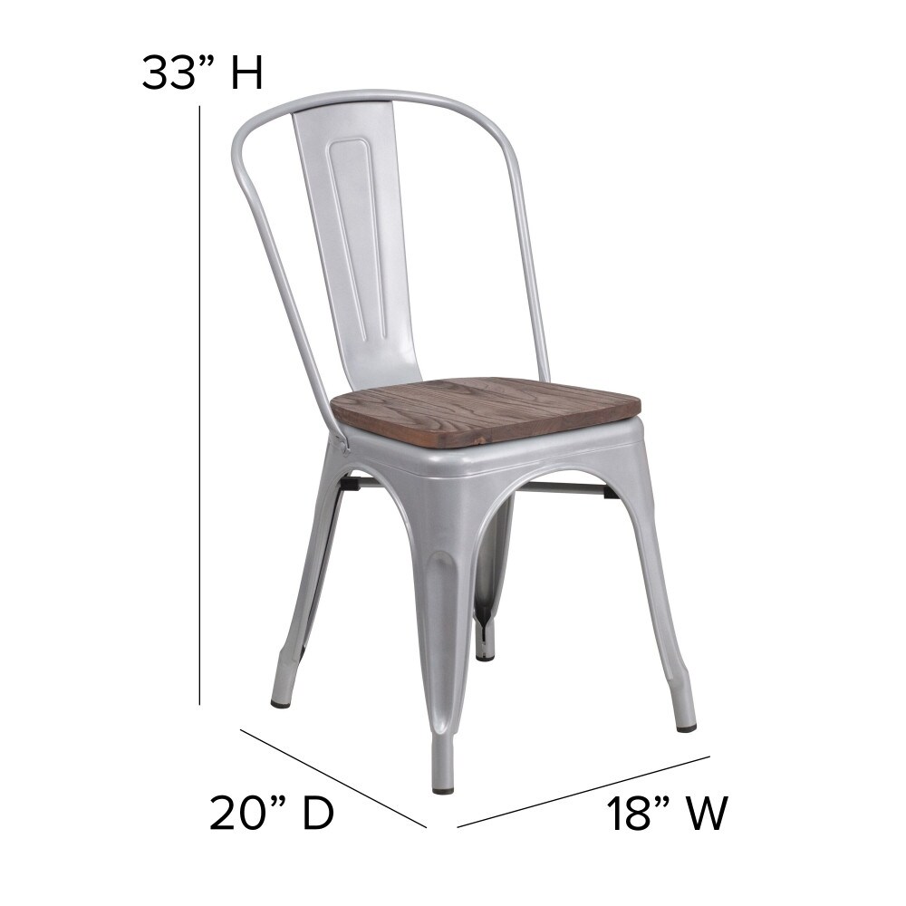 Wood Seat/ Galvanized Steel Stackable Chair (Set of 4)   18\