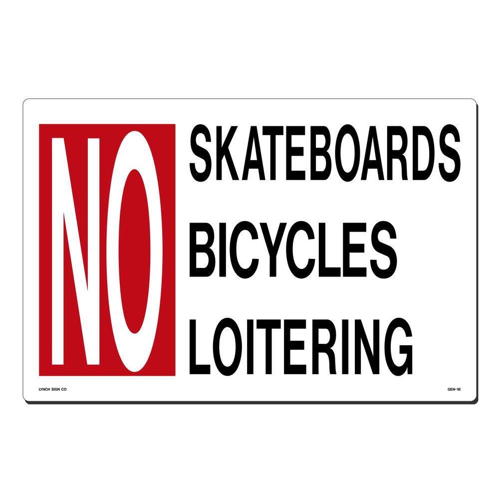 Lynch Sign 18 in. x 12 in. No SkateboardsBicyclingLoitering Sign Printed on More Durable Thicker Longer Lasting Styrene Plastic GEN- 18