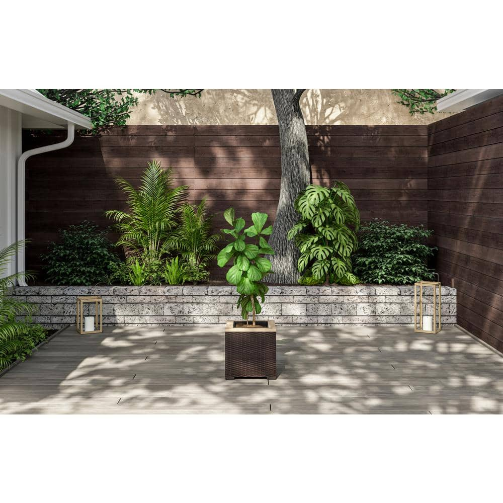 HOMESTYLES 18 in. x 18 in. Brown Wood Palm Springs Outdoor Planter 6800-24