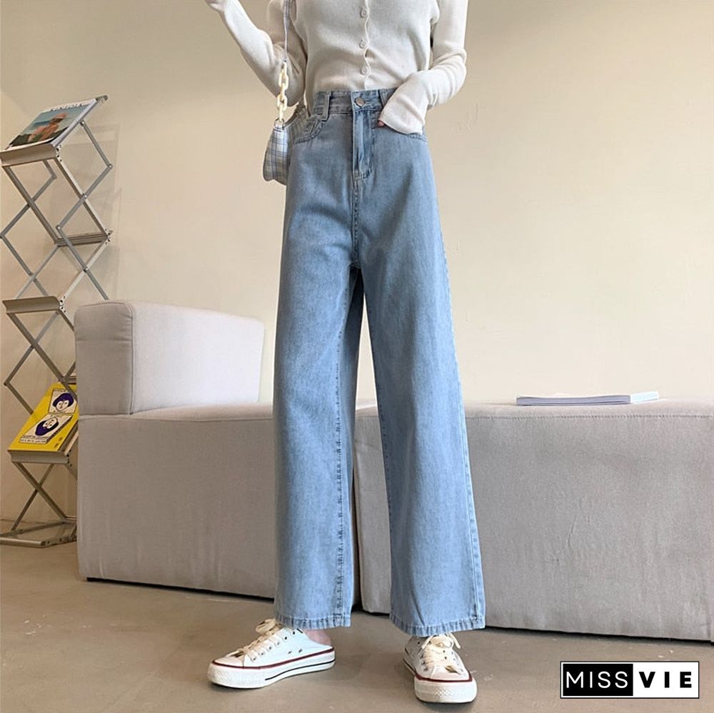 Woman Jeans High Waist Clothes Wide Leg Denim Clothing Blue Streetwear Vintage Quality Fashion Harajuku Straight Pants