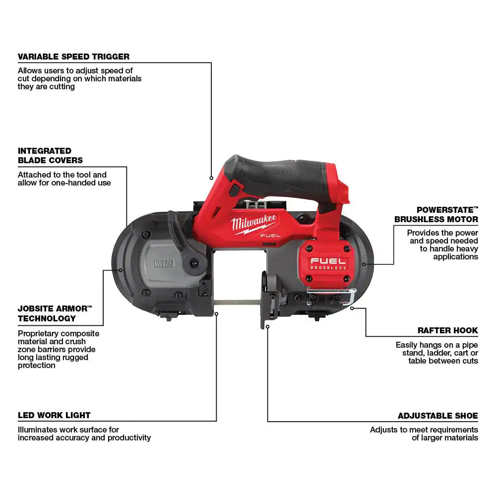 Milwaukee M12 FUEL 12V Lithium-Ion Cordless Sub-Compact Band Saw with (4) 12/14 TPI Extreme Metal Cutting Band Saw Blades