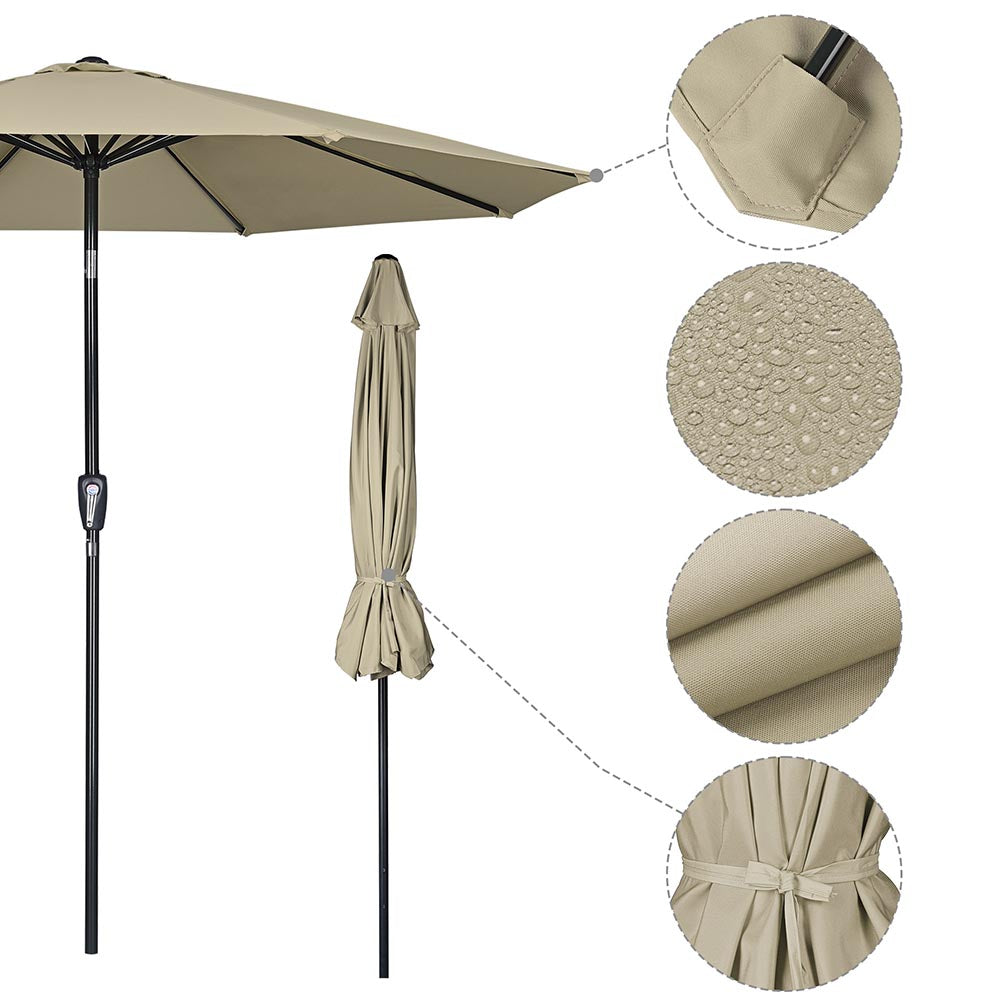 Yescom 9ft 8-Rib Patio Umbrella Tilt 220gsm Canopy UV50+