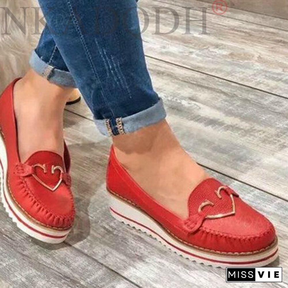 Women Loafers Platform Woman Slip On Sneakers Tassel Bowtie Women'S Soft Pu Leather Sewing Flat Female Shoes All Seasons