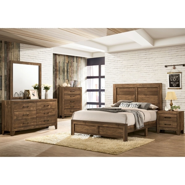 Furniture of America Loa Rustic Walnut Dresser and Mirror Set - - 31451302