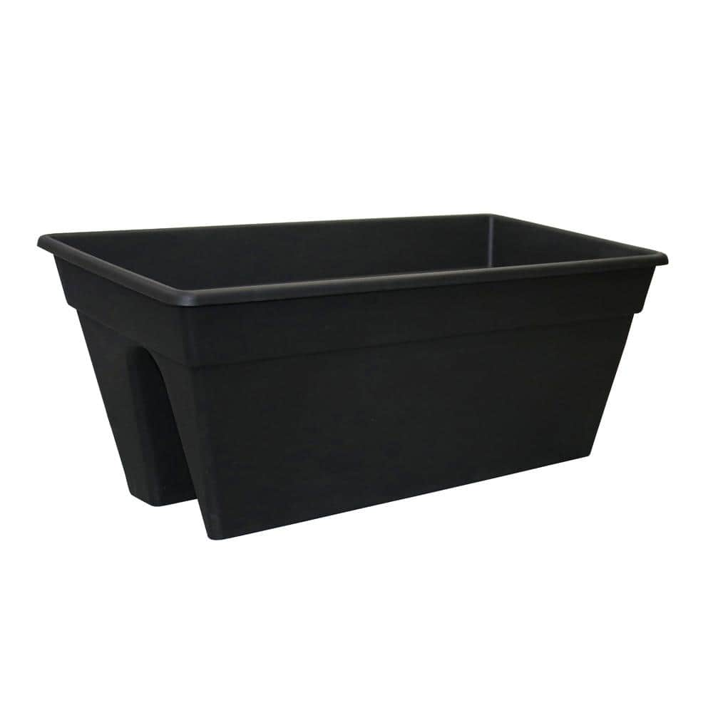 Southern Patio Newbury 24 in. Black Resin Deck Rail Planter ND2412BK