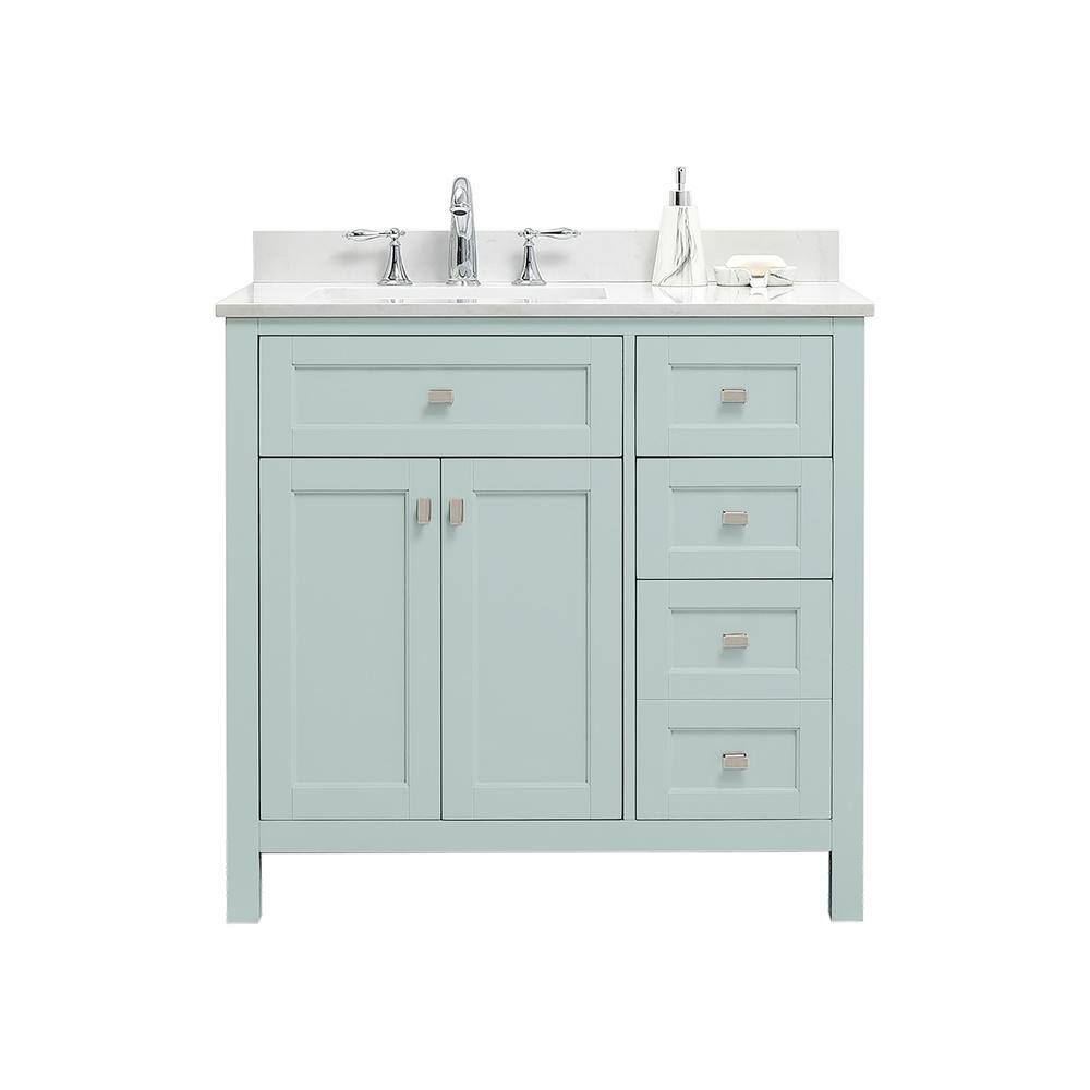 Cahaba Juniper 36 in. W x 21 in. D x 34-12 in. H Bath Vanity in Mint Julep with Engineered Stone Top and Ceramic Basin CAVJUN36MJ