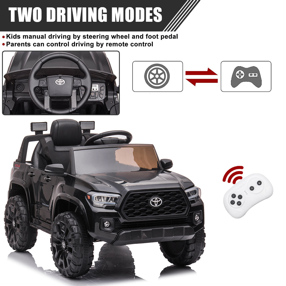 uhomepro Toyota Tacoma 12V Kids Ride On Truck Car w/ Parent Remote Control, LED Lights, MP3 Player, Horn, Black