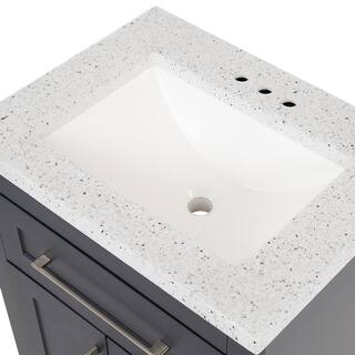 Home Decorators Collection Clady 24.5 in. W x 18.75 in. D Bath Vanity in Deep Blue with Cultured Marble Vanity Top in Silver Ash with White Sink HD2024P2-DB