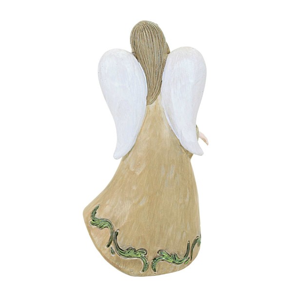 Religious Bluebird Angel One Figurine 7 25 Inches Figurine Flowers 14397 Polyresin Beige