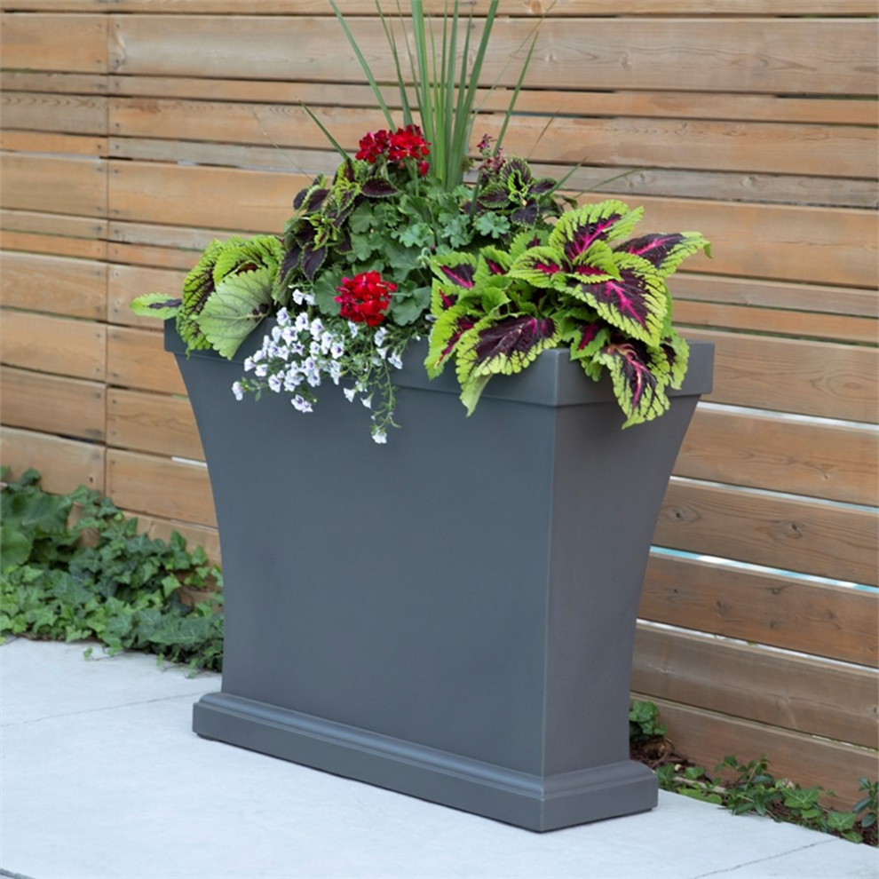 Mayne Bordeaux Traditional Polyethylene Resin Trough Planter in Graphite Gray   Transitional   Outdoor Pots And Planters   by Homesquare  Houzz