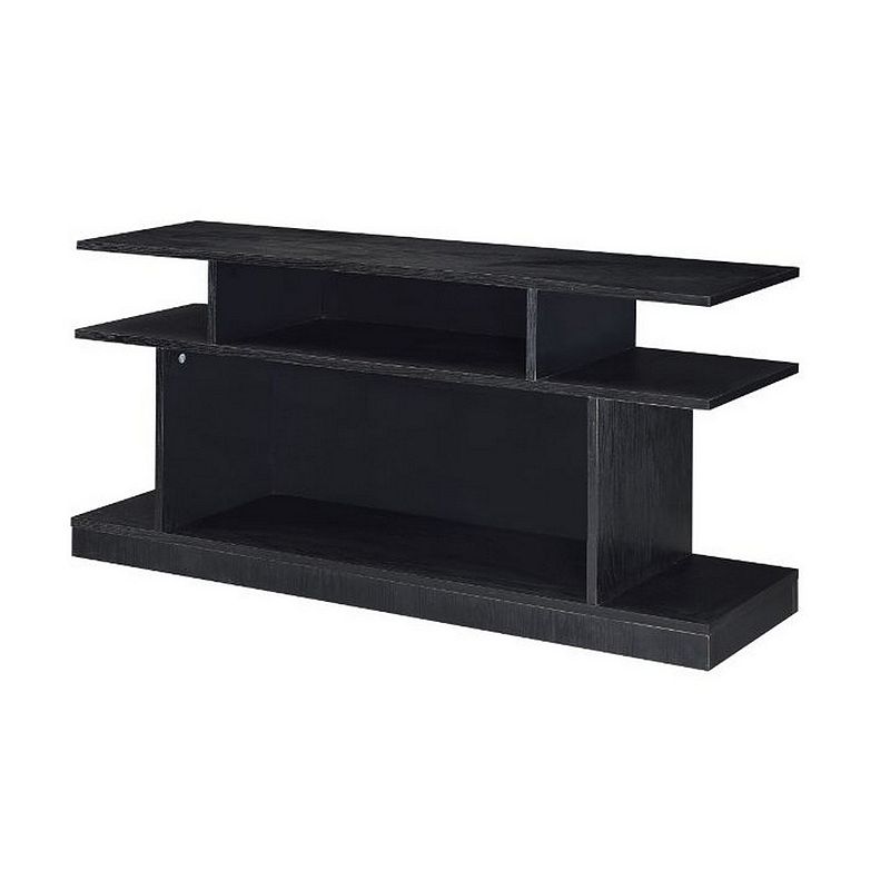 Sofa Table with 2 Open Compartments and Extended Sides， Black