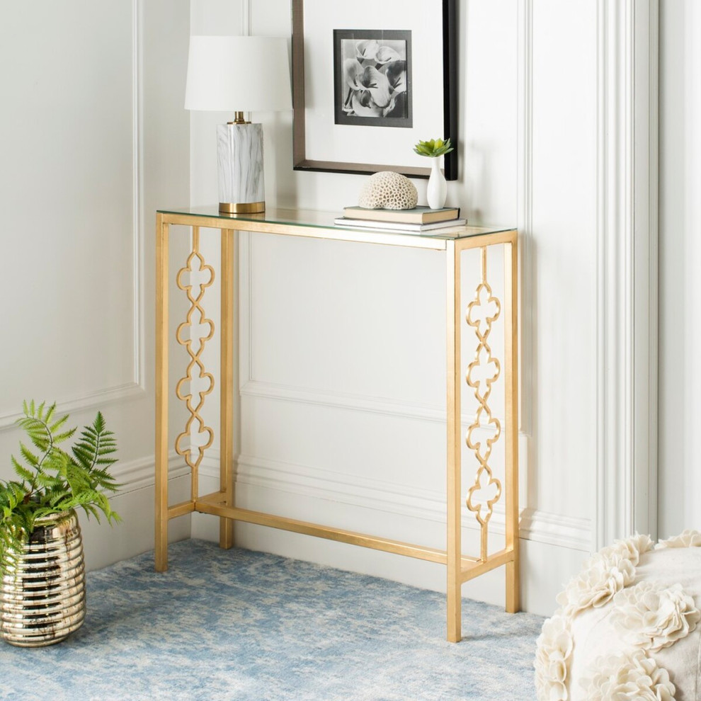 Gina Console Table Antique Gold Leaf   Mediterranean   Console Tables   by Peachtree Fine Furniture  Houzz