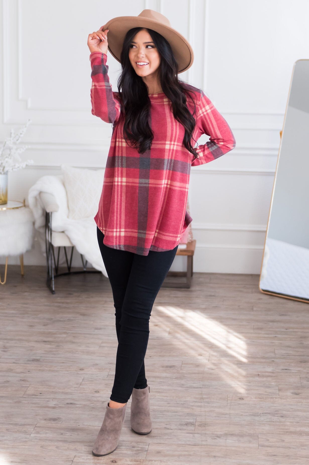 You Had Me At Plaid Modest Top