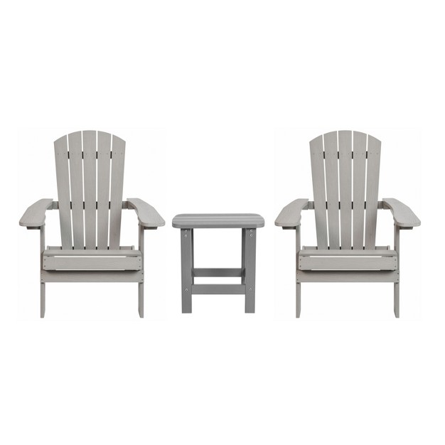 Emma And Oliver Set Of 2 Indoor outdoor Folding Adirondack Chairs With Side Table