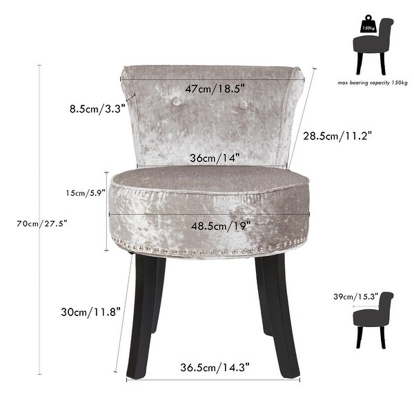 27.5 Tall Solid Wood Vanity Stool - 27.5 H X 19 W X 11.8 D