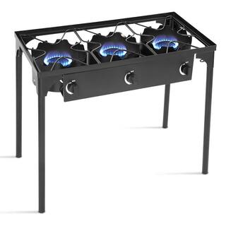 Costway Portable Propane 225000-BTU 3 Burner Gas Cooker Outdoor Camp Stove BBQ Roaster OP70485