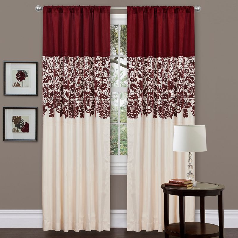 Lush Decor Estate Garden Red Window Curtain Panel