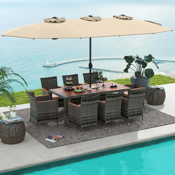 Costway 10 Pieces Patio Wicker Dining Set with DoubleSided Patio