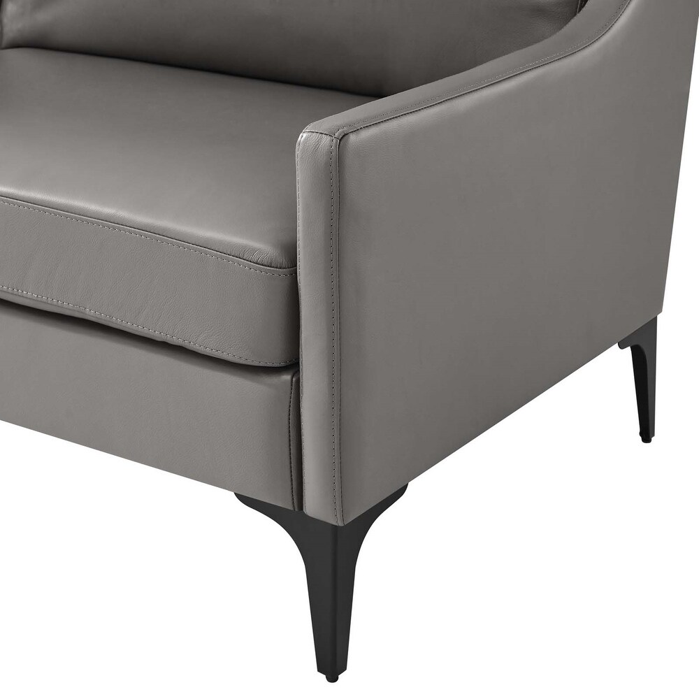 Genoa Modern Grey Leather Upholstered Sofa