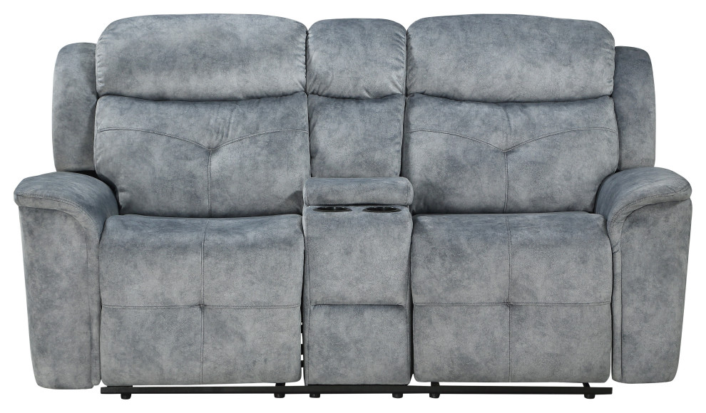 Fabric Upholstered Recliner Loveseat With Usb Charging Docks  Gray   Transitional   Loveseats   by VirVentures  Houzz