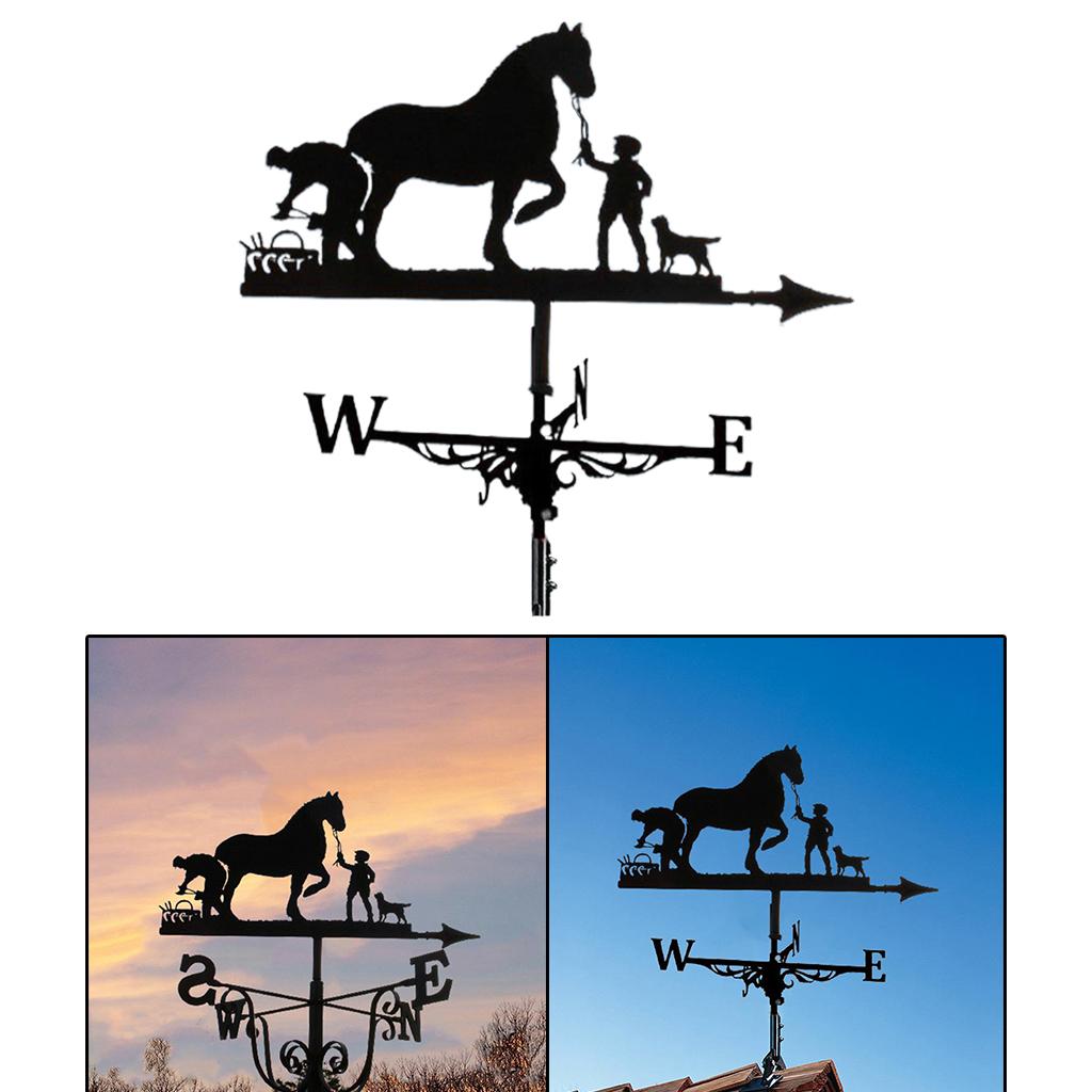 Iron Weather Vane Wind Direction Indicator Outdoor Metal Bracket Weathervane For Horse