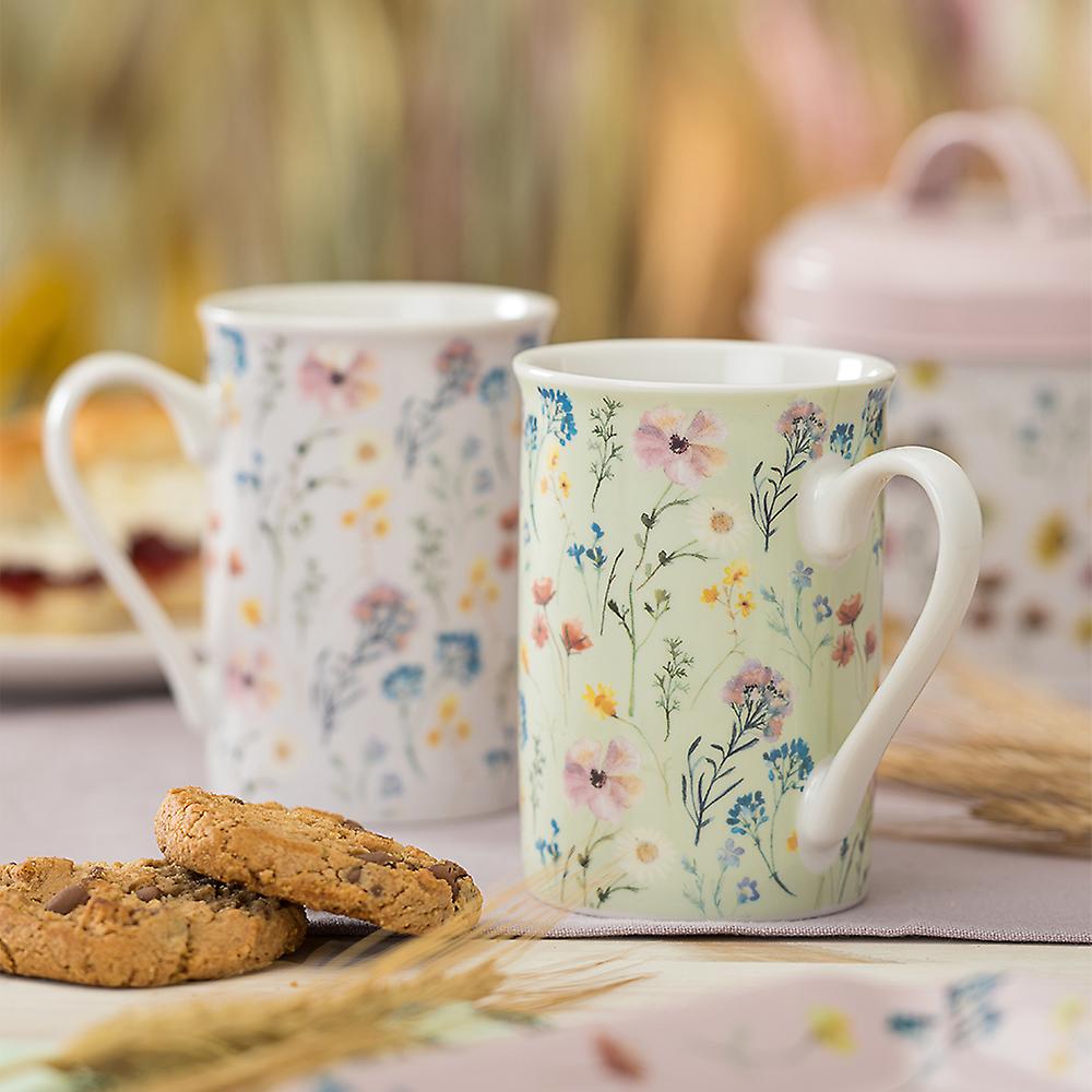 English Tableware Co. Pressed Flowers Flare Rim Mug Cream