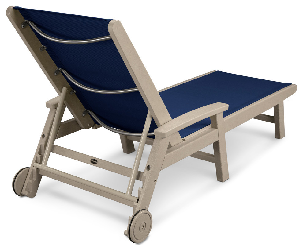 Coastal Chaise With Wheels   Contemporary   Outdoor Chaise Lounges   by POLYWOOD  Houzz