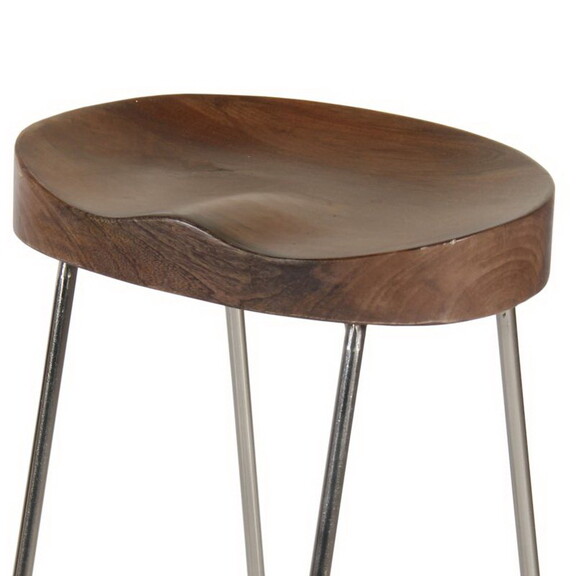 Ela 30 inch Bar Stool with Mango Wood Saddle Seat ...