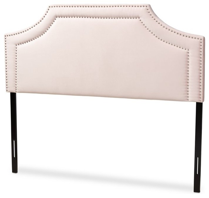 Baxton Studio Avignon Velvet and Wood Queen Headboard in Light Pink   Contemporary   Headboards   by Fratantoni Lifestyles  Houzz