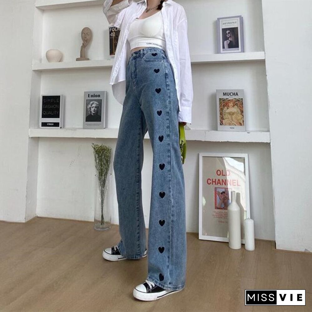 Woman Jeans High Waist Clothes Wide Leg Denim Clothing Blue Streetwear Vintage Quality Fashion Harajuku Straight Pants