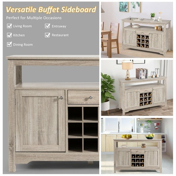 Wine Cabinet Console Table Buffet Server Sideboard Grey Home