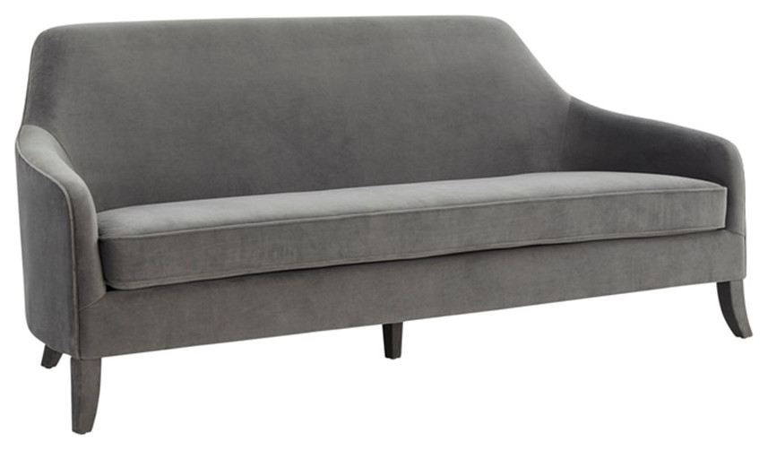 TOV Furniture Neveah Grey Velvet Upholstered Sofa   Transitional   Sofas   by TOV Furniture  Houzz