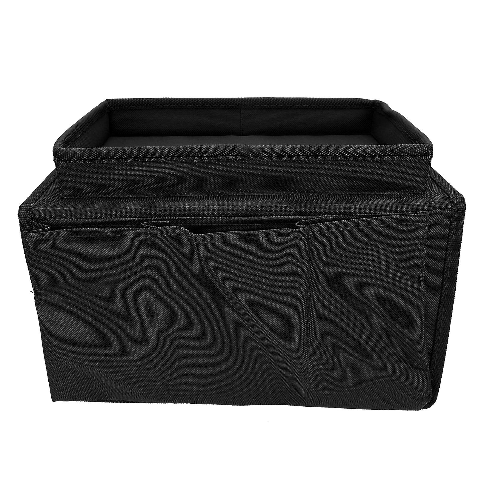 4 Pockets Sofa Armrest TV Remote Control Organizer Armchair Couch Bag with Cup Holder TrayBlack